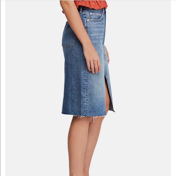 FREE PEOPLE Suzanne cotton denim midi skirt - Picture 4 of 8